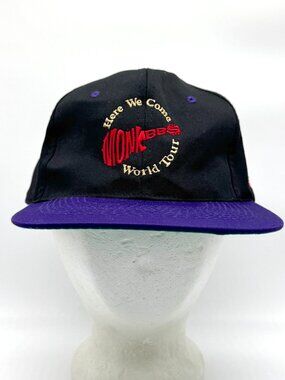 Vintage Monkees Here We Come Band Tour Snapback Hat Music 90s 1996 Black